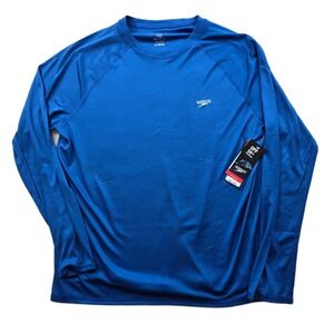 Speedo Swim Shirt Mens Large Blue Polyester UPF 50+ TurboDri Easy Swim Shirt NEW